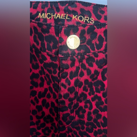 Micheal Kors Cheetah Print Skinny Jeans-Red - Picture 9 of 12